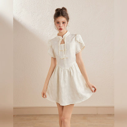 Stand Neck Short Length Dress NA3312