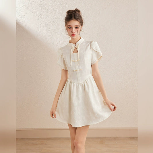 Stand Neck Short Length Dress NA3312