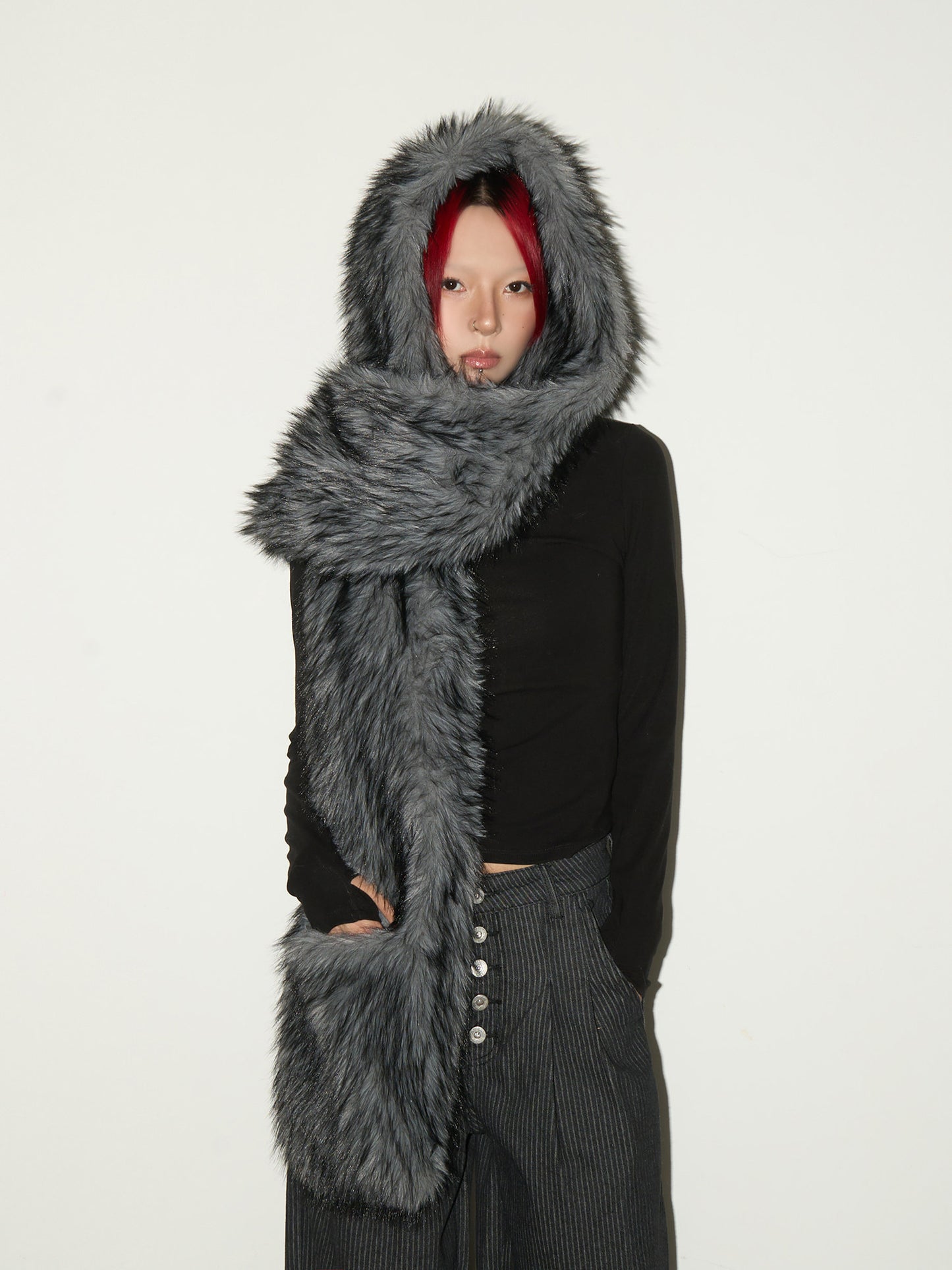 Fake Fur Pocket Design Scarf NA9202