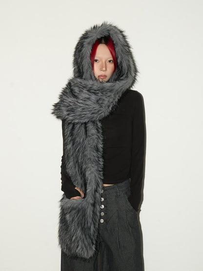 Fake Fur Pocket Design Scarf NA9202