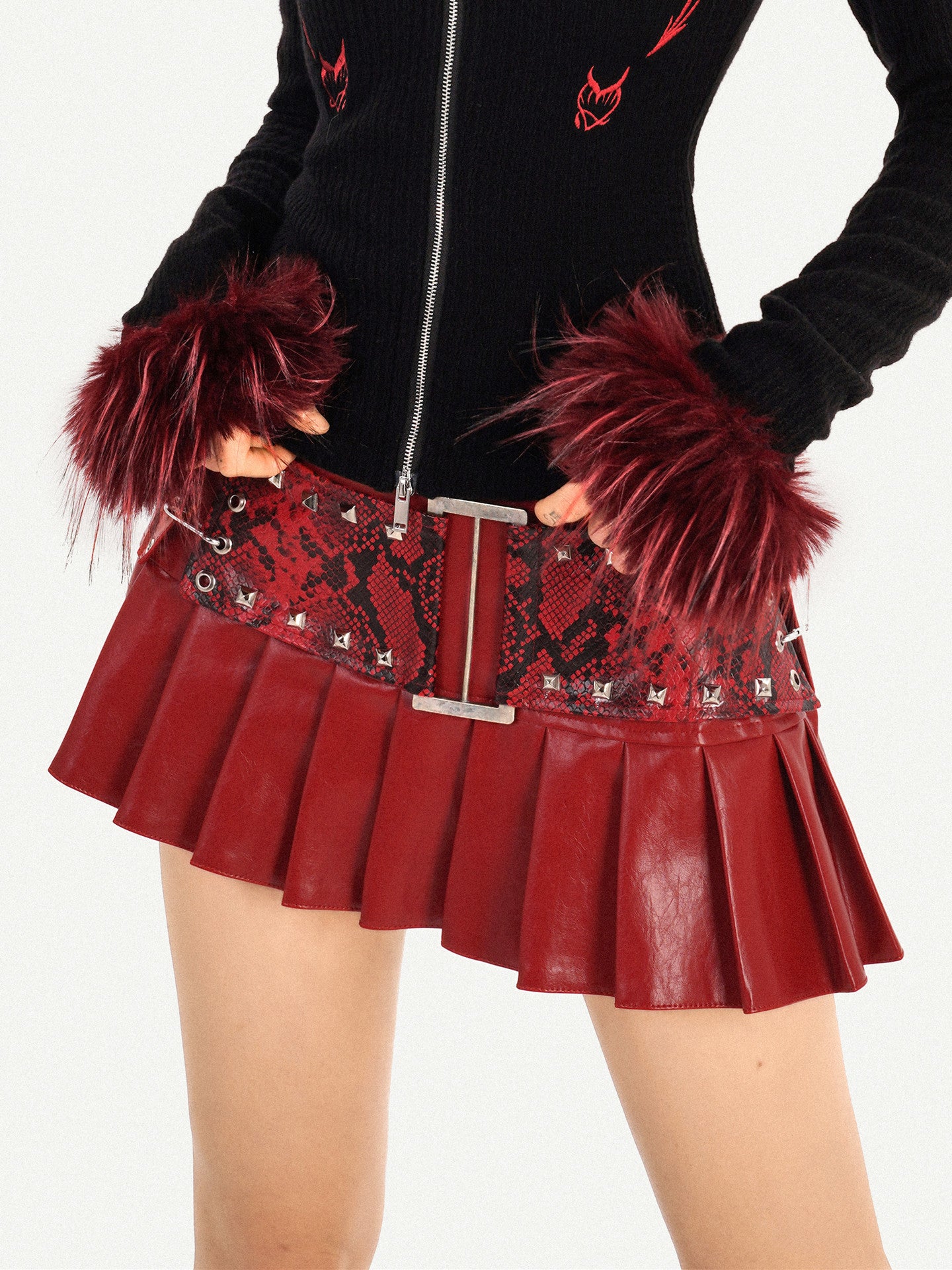 PU Leather Snake Print Short Skirt NA8579