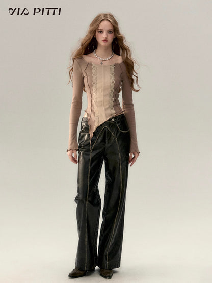 PU Leather Straight Leg Pants NA5105