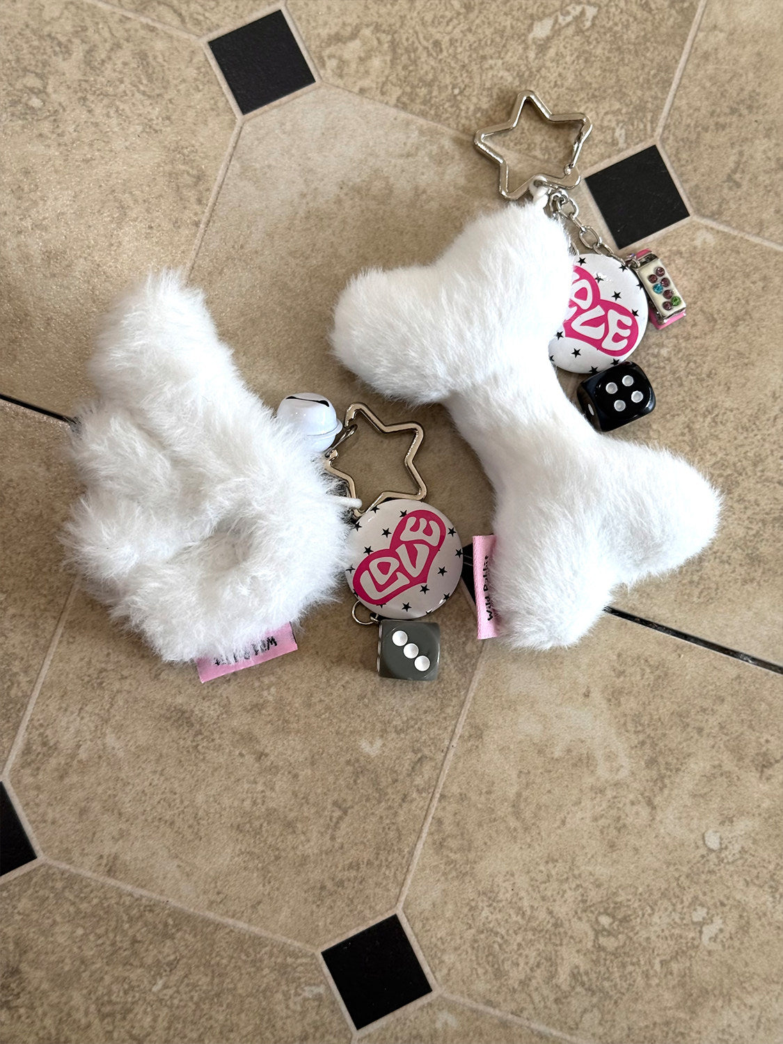 Angel Bone Plush Dice Bell Pendant & Bone Plush Bell Pendant NA9272