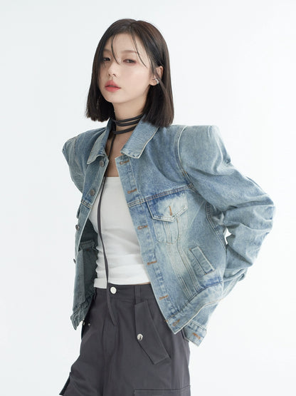 Shoulder Design Short Denim Jacket NA2733