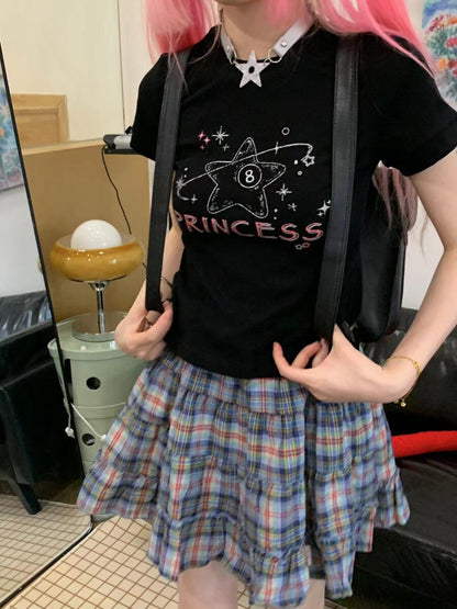 Rhinestone Graphic Print Short Sleeve T-Shirt NA9284