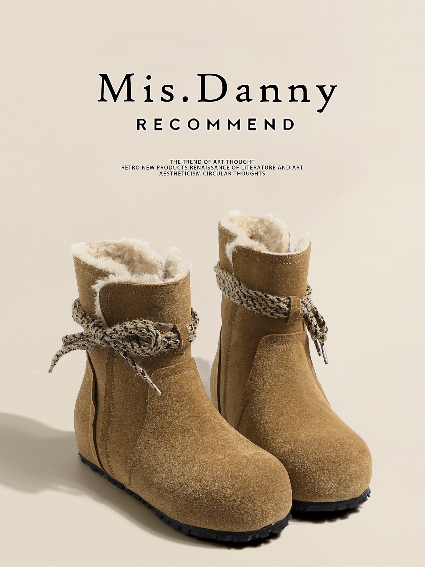 Fake Fur Lined Rope Laces Snow Boots NA8644