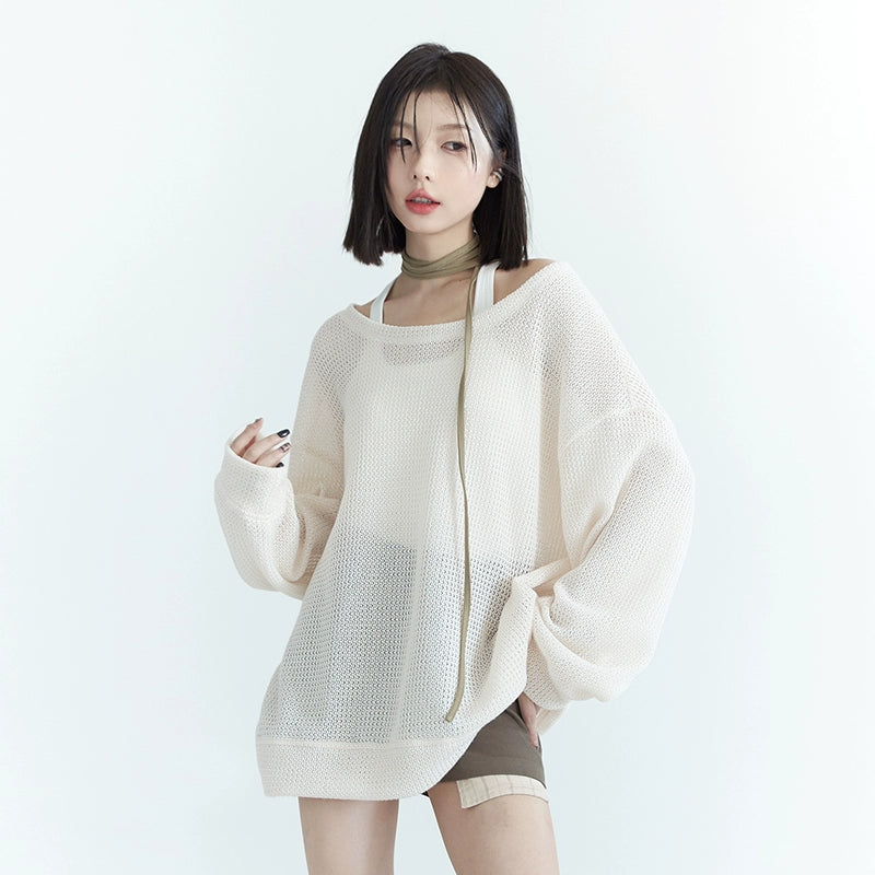 Oversized Mesh Knit Sweater NA2745