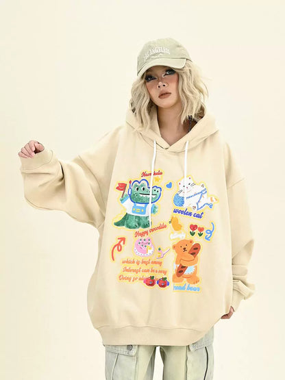 Oversize Fleece Cartoon Hoodie NA6285