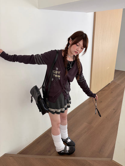 Three-Stripe Button Knit Cardigan NA9251