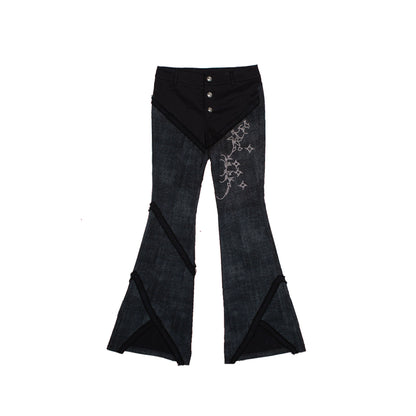 Rhinestone Low-Waist Flare Pants & Waistband NA6165