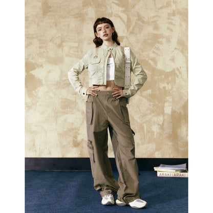 Wide-leg Multi Pocket Straight Cargo Pants NA2513