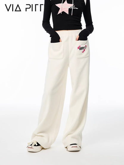 Sporty Straight Wide Leg Sweatpants NA4847