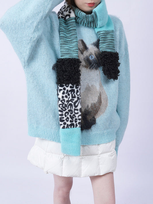Patchwork Fake Fur Scarf NA8448
