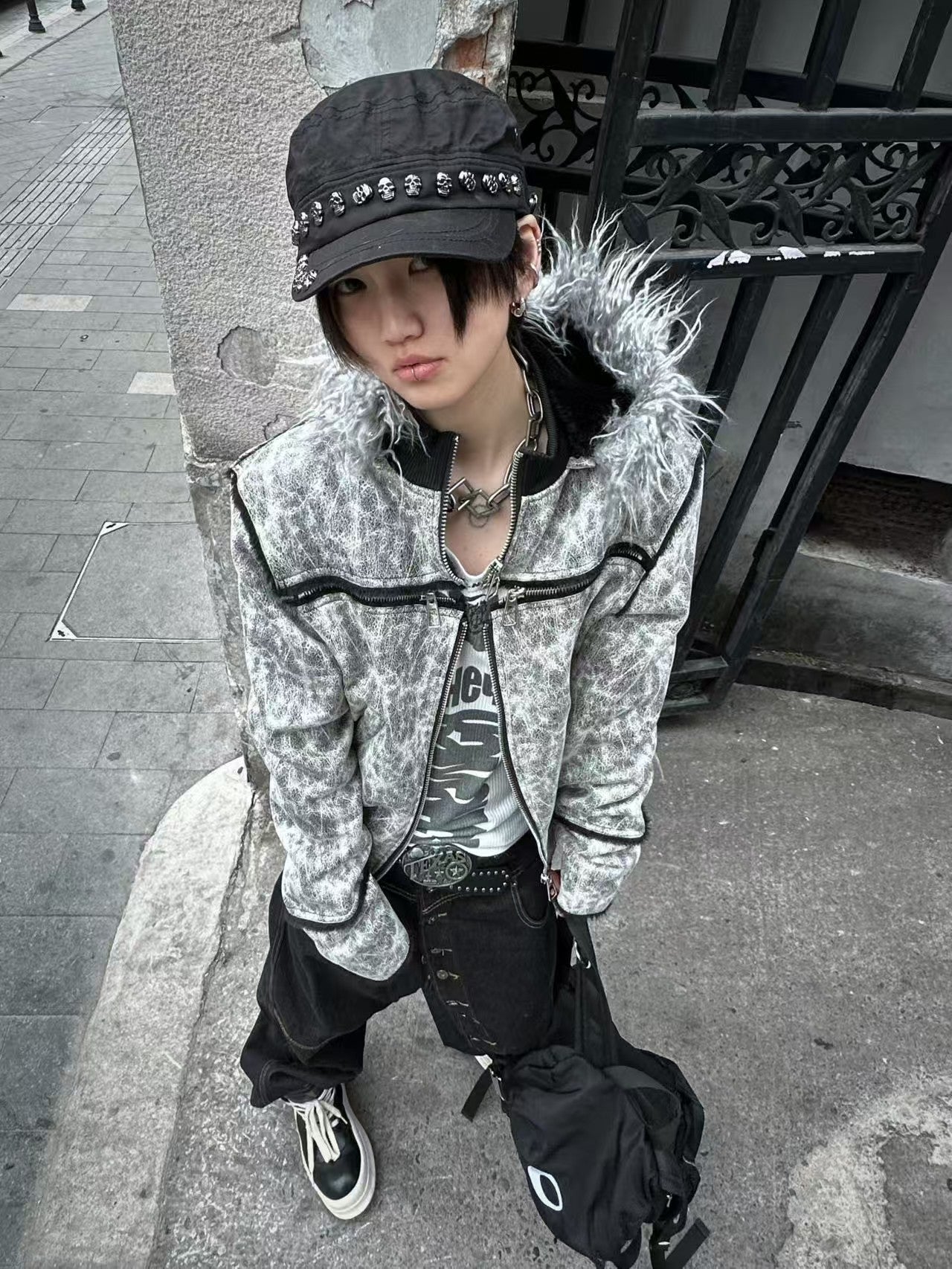 Fur Collar Fitted Hooded Short Puffer Jacket NA8365