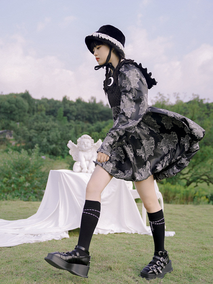 Floral Bubble Jacquard Dress NA8346