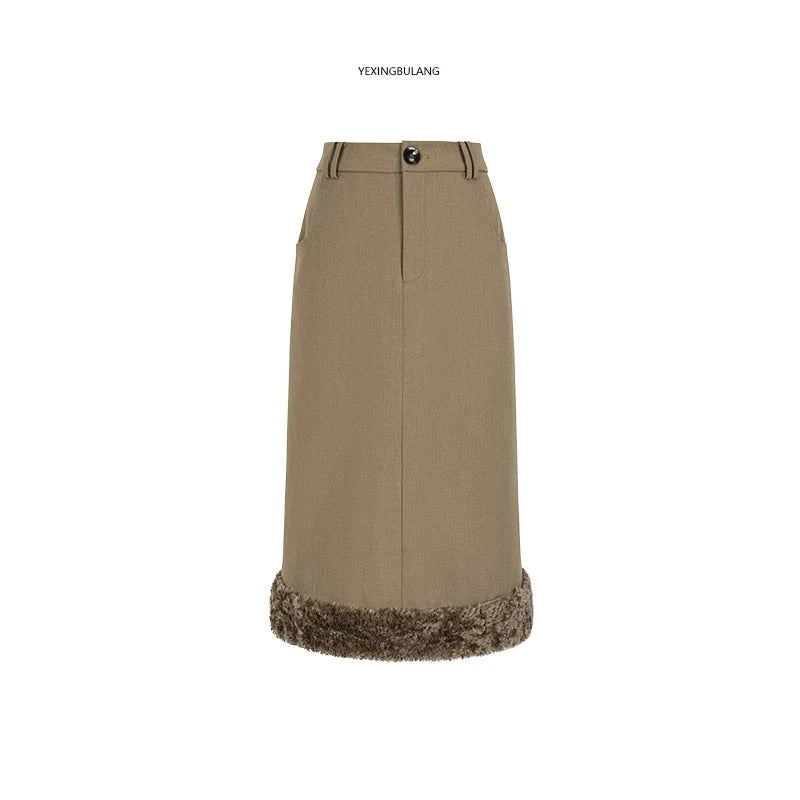 Fur Tweed Skirt NA4243