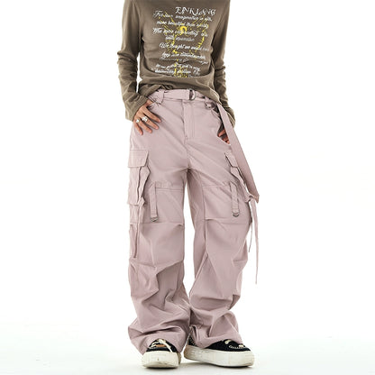 Multi Pocket Waterproof Wide-Leg Straight Paratrooper Pants NA2953