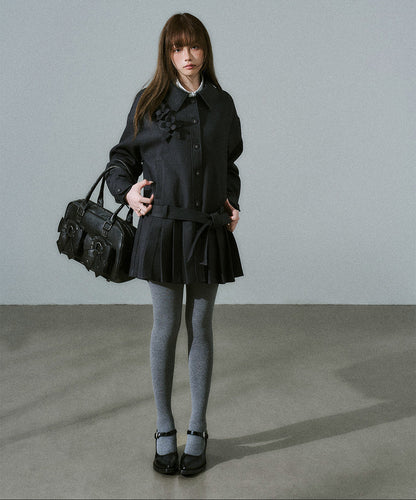 Flower Pleats Tencel Wool Trench Coat NA8817