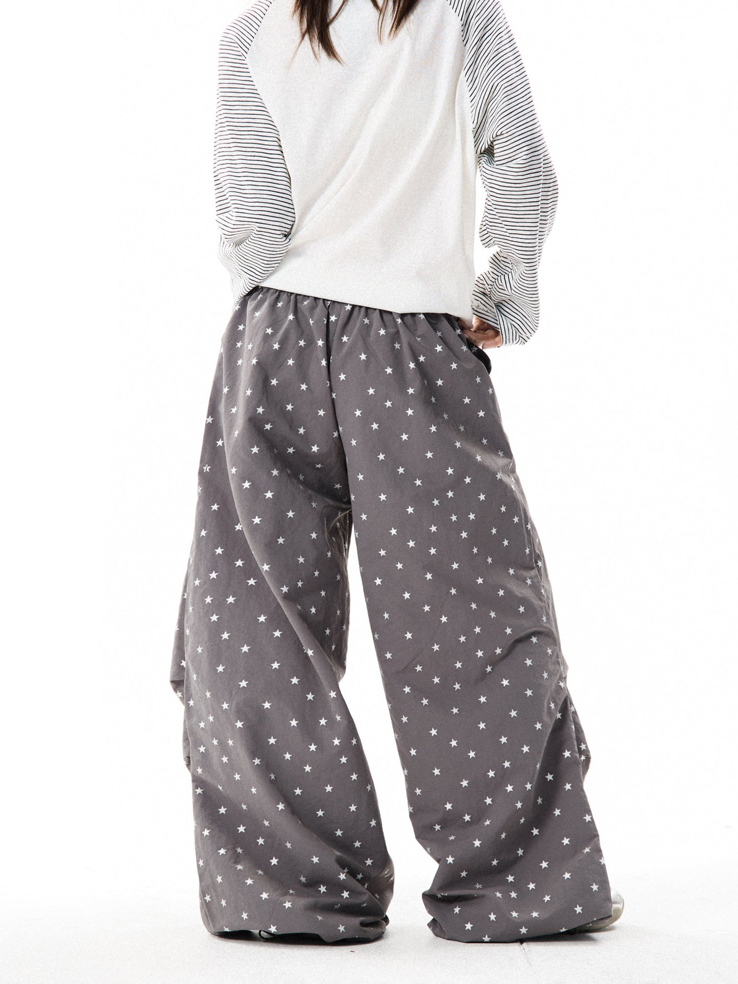 Allover Star Print Wide-Leg Pants NA9429