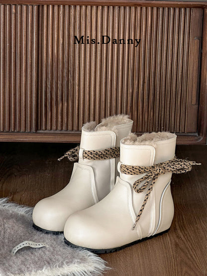 Fake Fur Lined Rope Laces Snow Boots NA8644