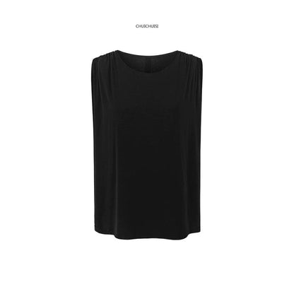 Pleats Sleeve Sleeveless T-shirt NA4248