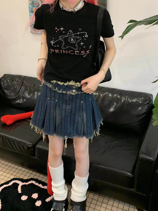 Rhinestone Graphic Print Short Sleeve T-Shirt NA9284