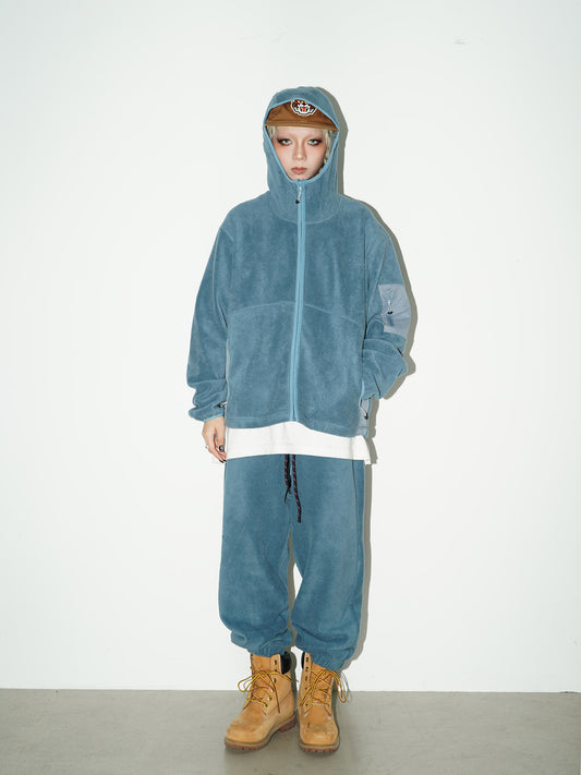 Fleece Zipper Hoodie & Drawstring Sweat Pants Setup NA9105