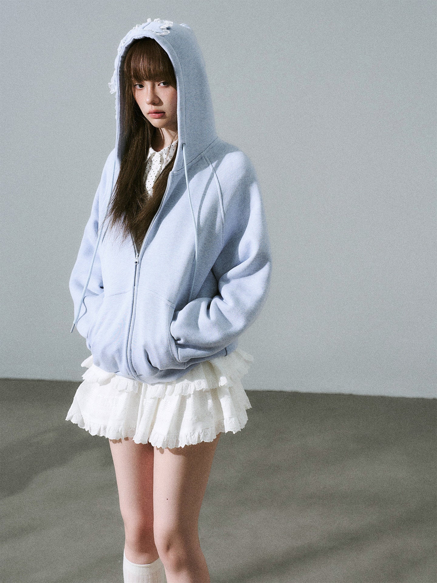 Bow Design Zipper Hoodie NA8837