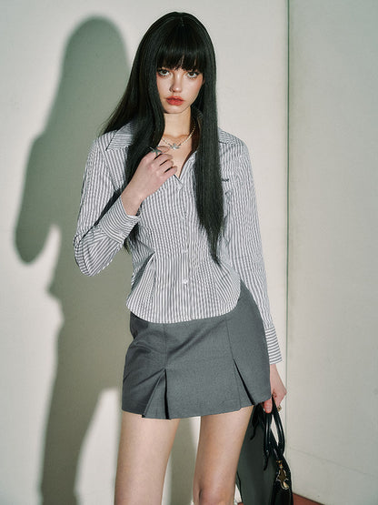 Pleats A-Line High-Waist Short Skirt NA8927