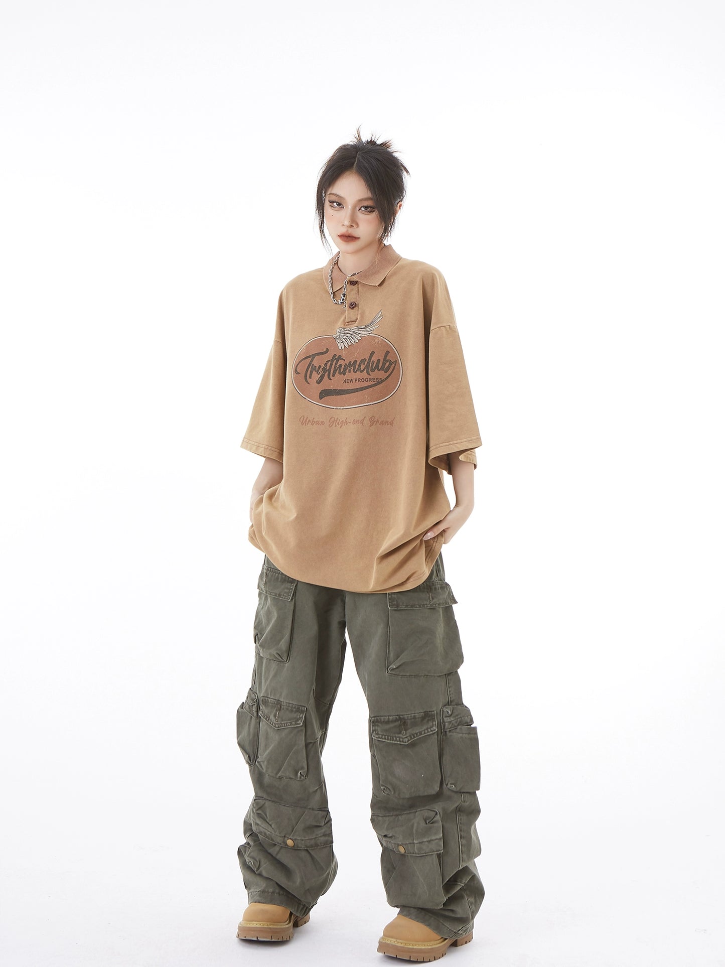 Multi Pocket Wide Leg Cargo Pants NA2877