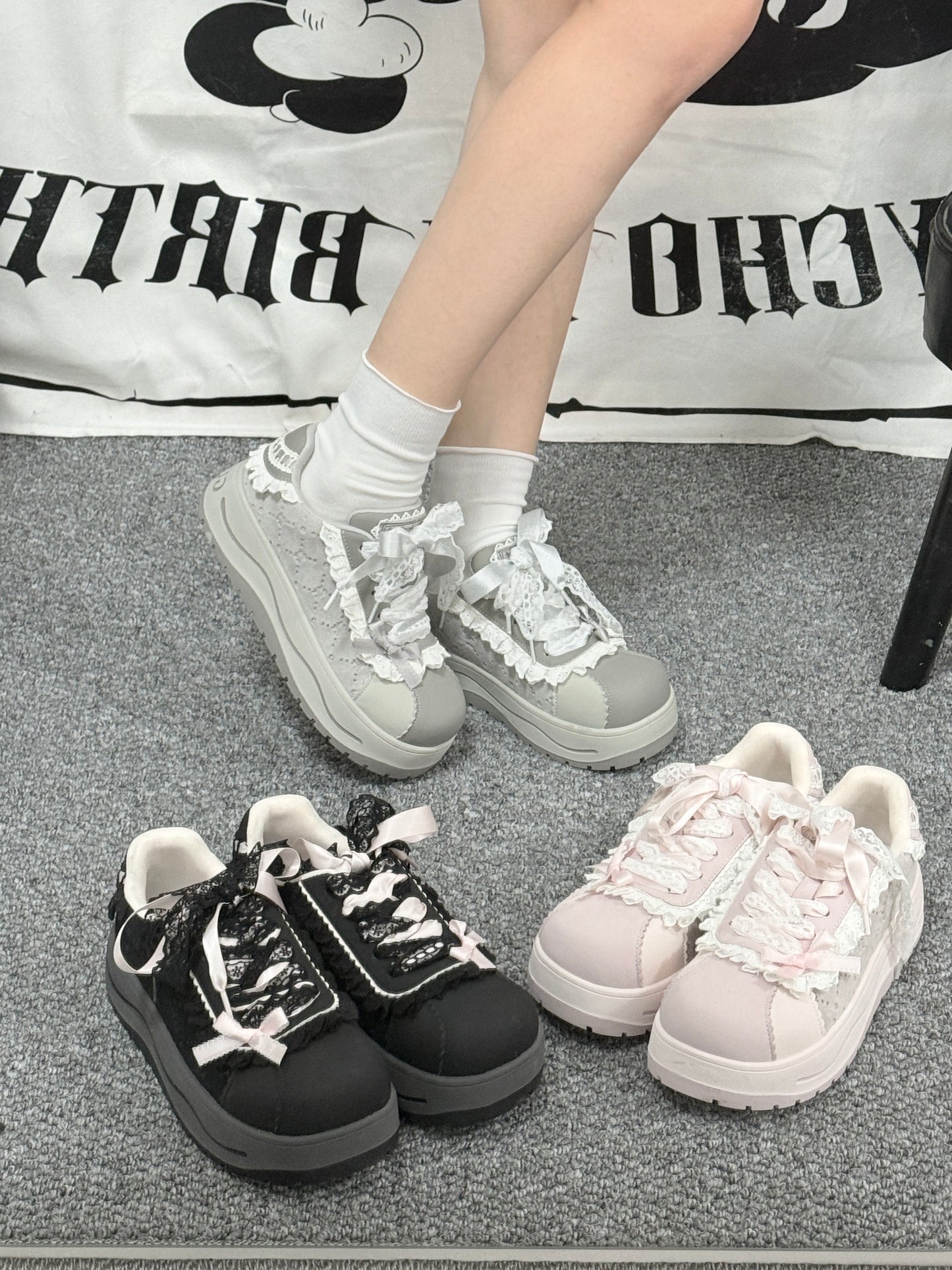 Lace Trim Platform Shoes NA8526