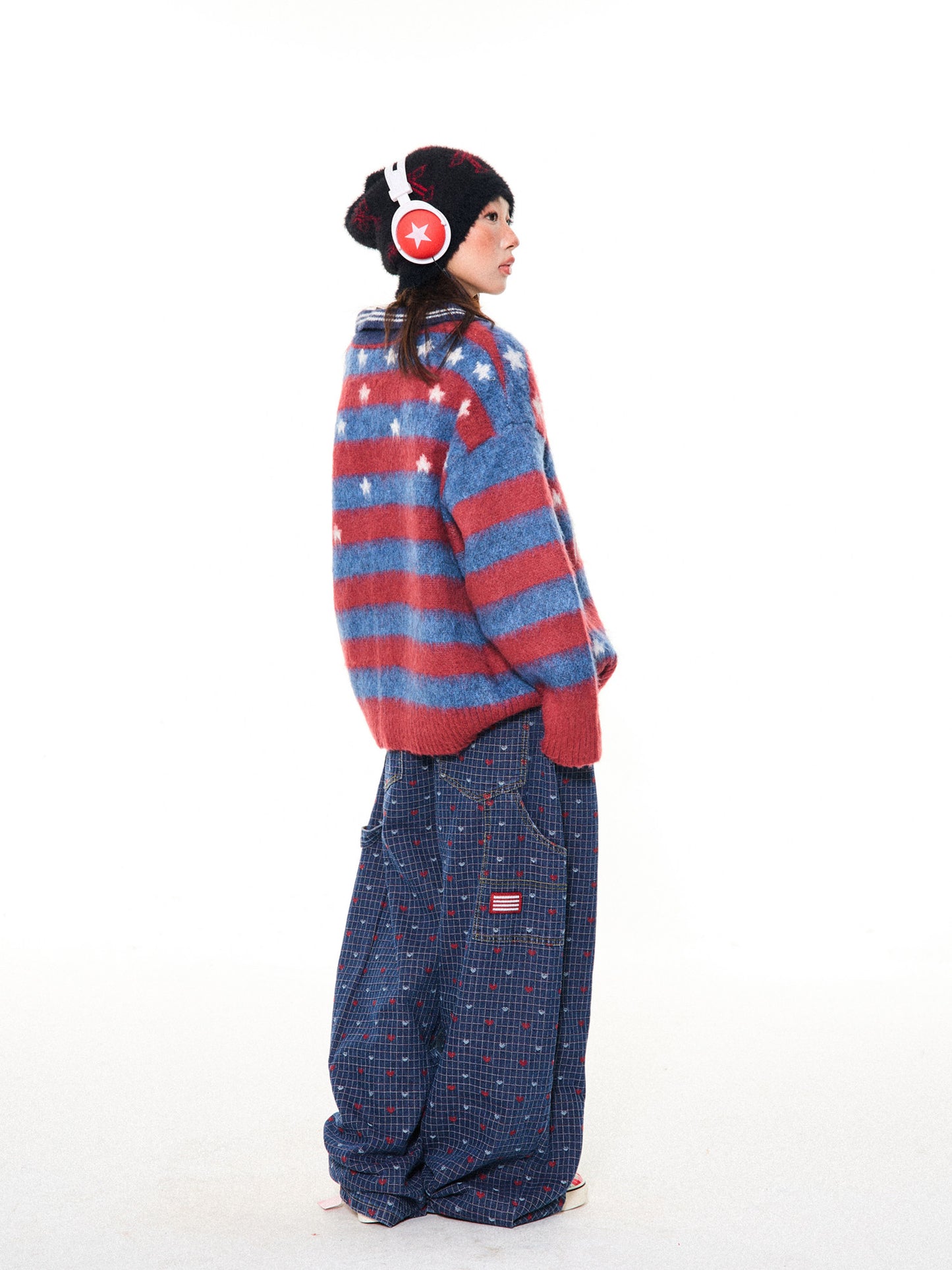 Star Pattern Number Knit Sweater NA9348
