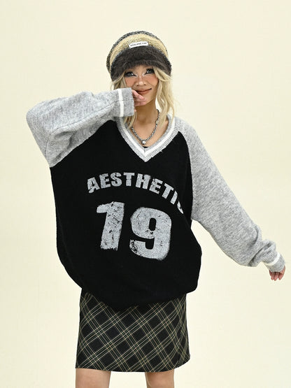 Oversize V-neck Knit Sweater NA6269