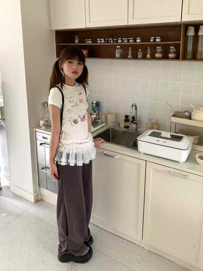 Rhinestone Drawstring Wide Leg Sweatpants NA9289