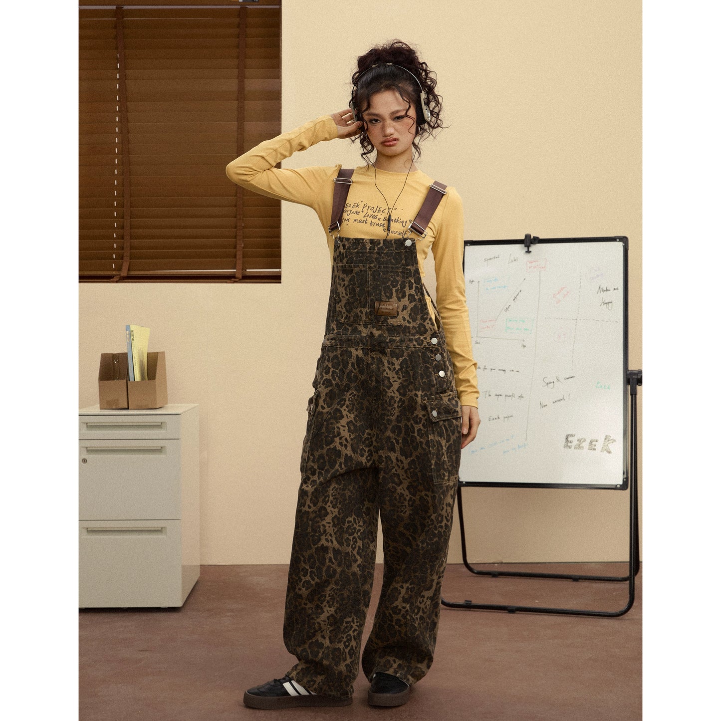 Leopard Pattern Wide-Leg Overalls NA2465