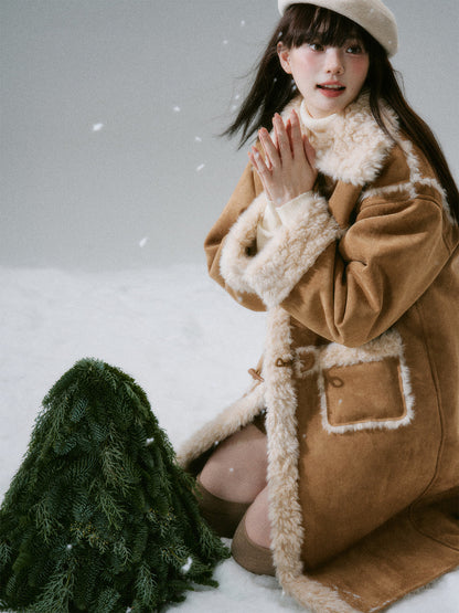 Cream Oak College Vintage Fur Horn Button Coat NA8810