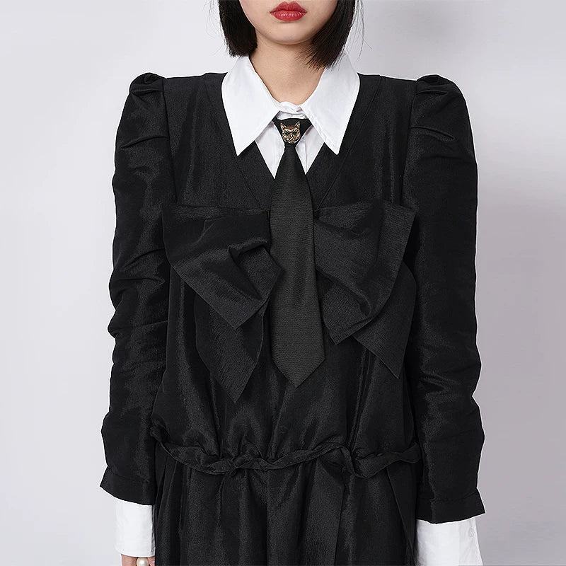 With Cat Pin Standalone Neck Tie NA8396