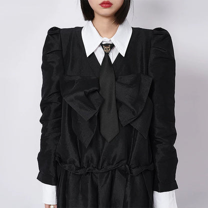 With Cat Pin Standalone Neck Tie NA8396