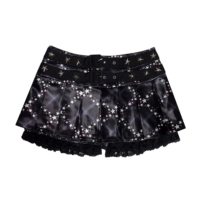 Star Print Pleated Skirt NA6622