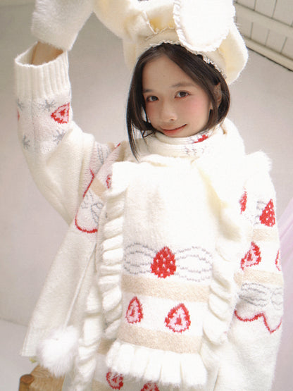 Strawberry Cake Jacquard Scarf NA8297