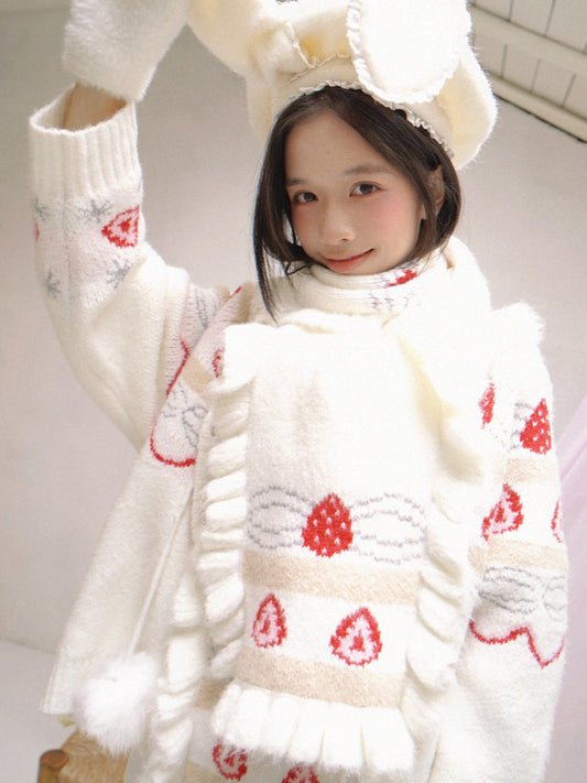 Strawberry Cake Jacquard Scarf NA8297