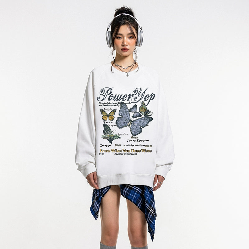 Butterfly Print Oversized Sweatshirt NA2656