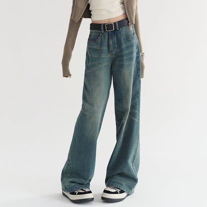 Wash Straight Casual Denim Jeans NA2707