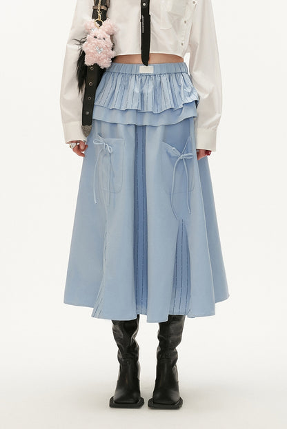 Ruffle Layer Pocket Long Skirt NA5761