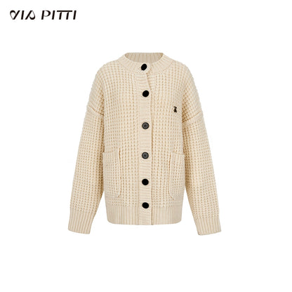 Waffle Knit Cardigan & Waffle Scarf NA4930