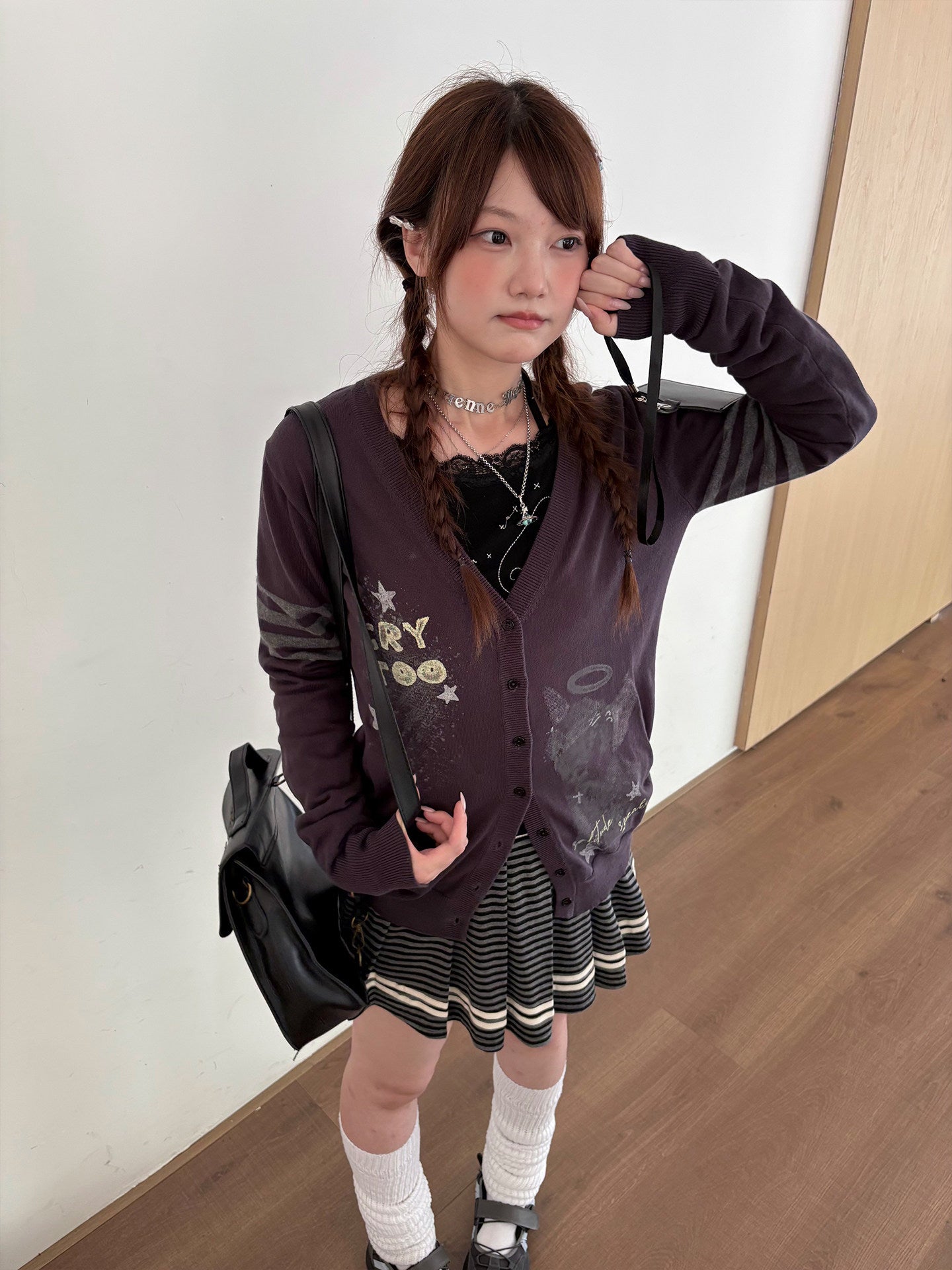 Three-Stripe Button Knit Cardigan NA9251