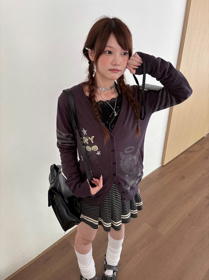 Three-Stripe Button Knit Cardigan NA9251