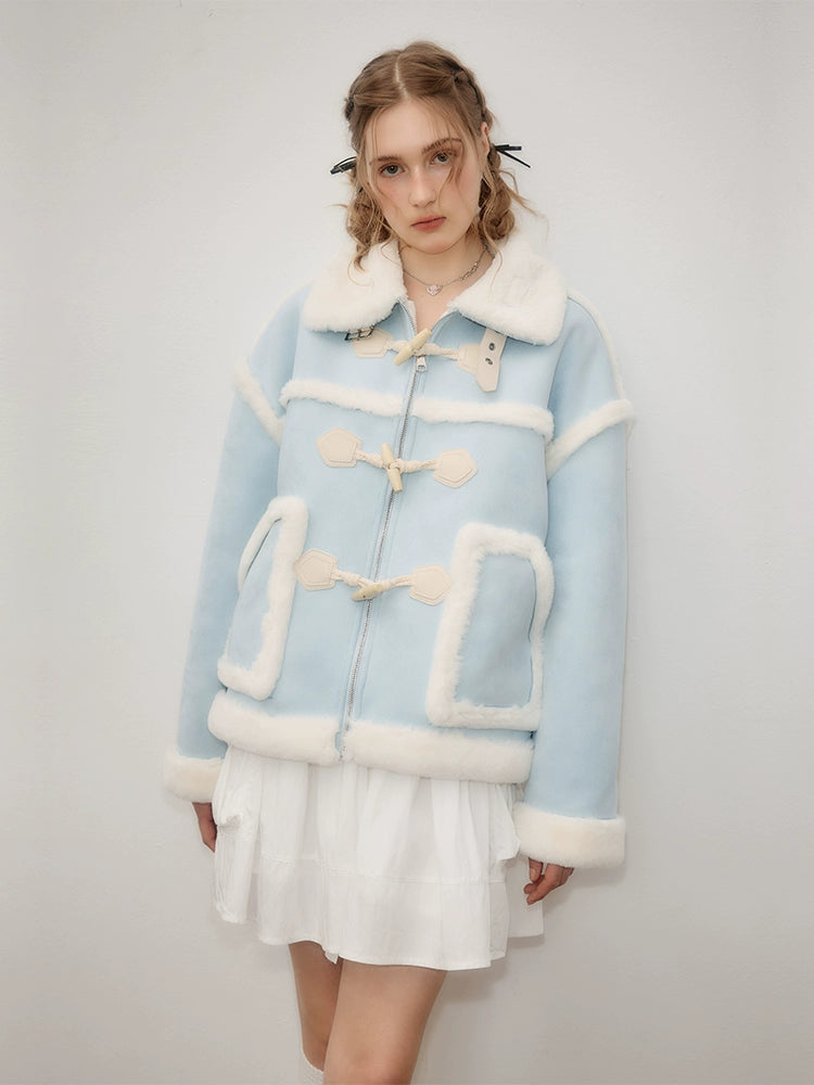 Sky Blue Imitation Lamb Jacket NA6065