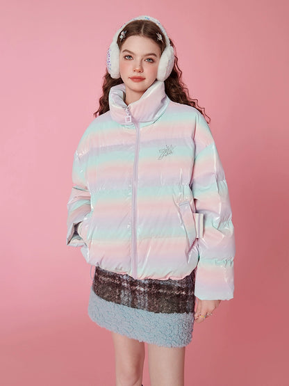 Rainbow Oversize White Duck Down Jacket NA6771