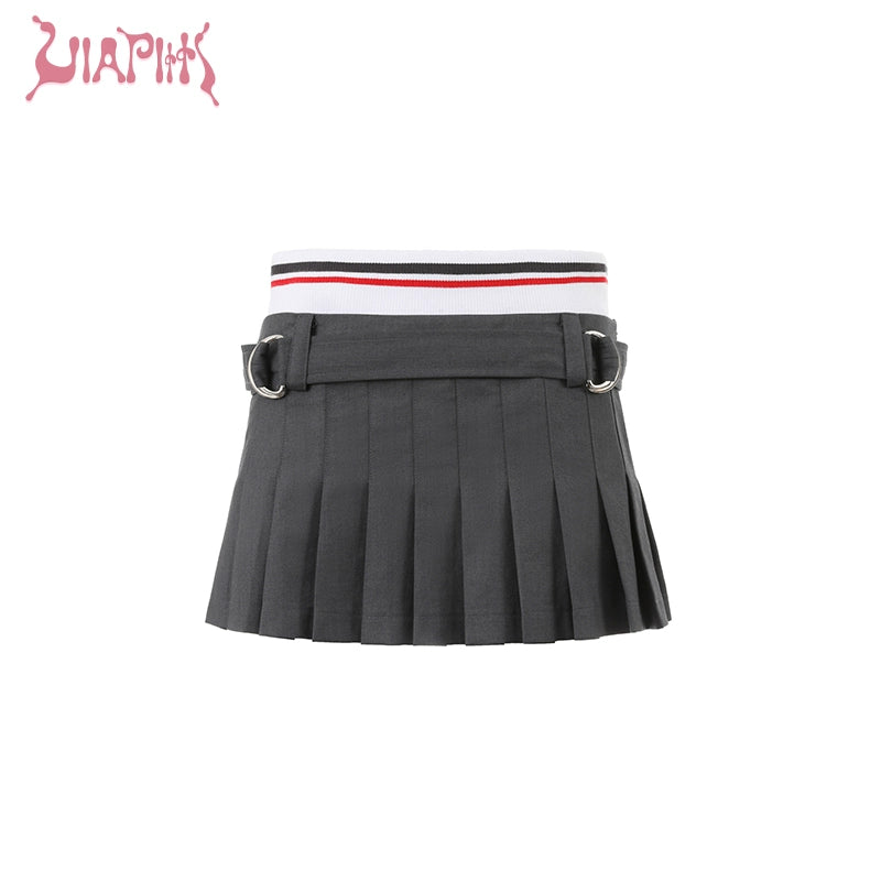 Detachable Two Piece Waist Patchwork Pleated Short Skirt NA4841